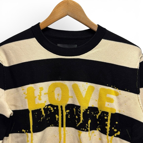 Zadig & Voltaire Womens XS Black/Yellow Striped Cotton Knit Life Co Love Sweater - Picture 2 of 6